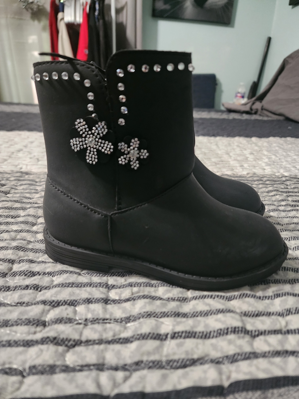 Jessica Simpson Black Kids' Studded Flower Boots